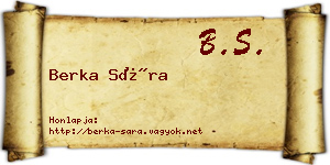 Berka Sára névjegykártya